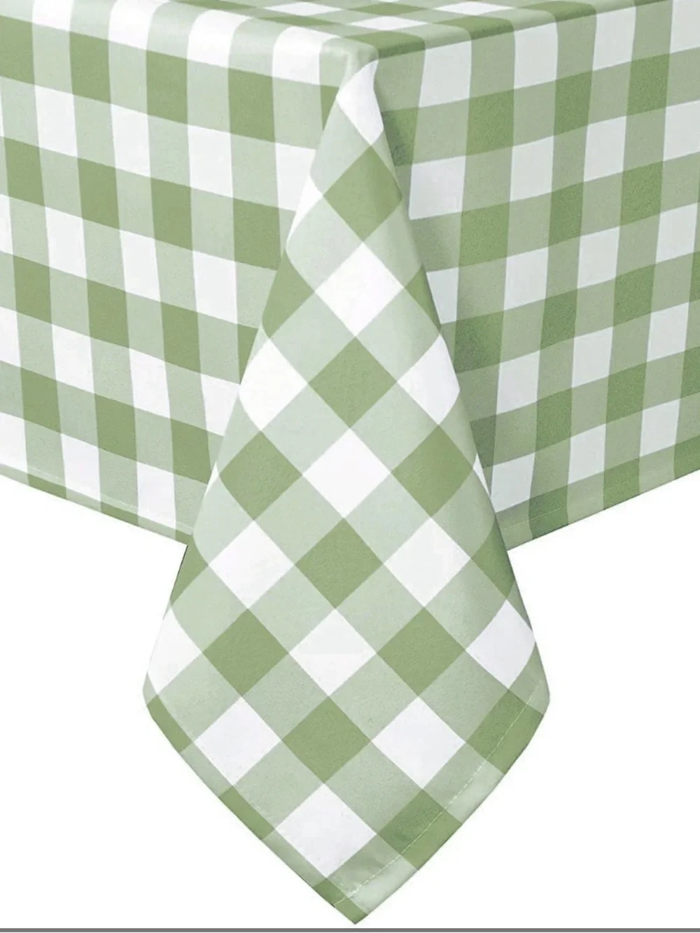 Green and White Gingham Tablecloth
